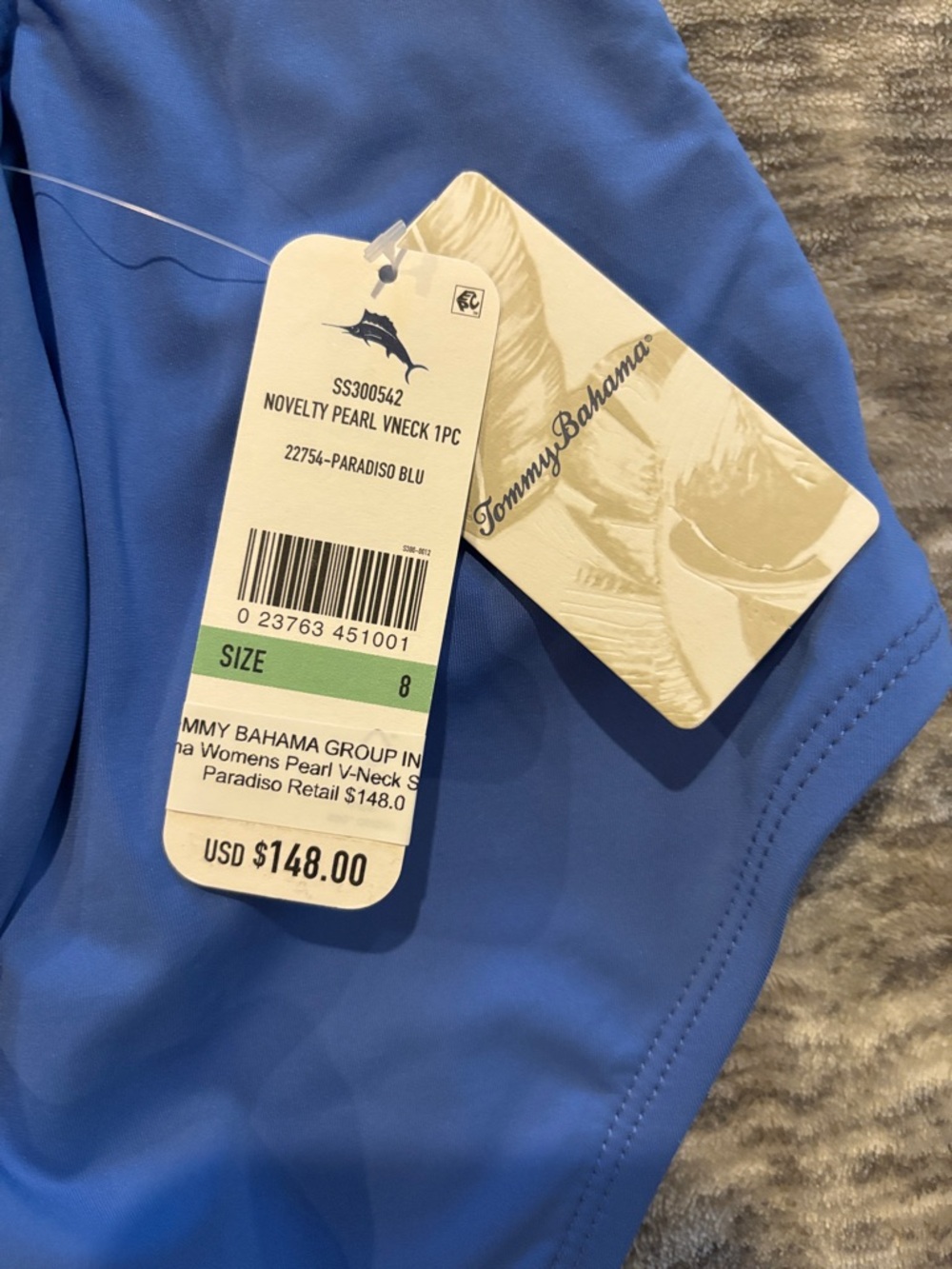 Tommy Bahama Blue One Piece Swimsuit Size 8 NWT Paradiso V-Neck E221 - Picture 2 of 4